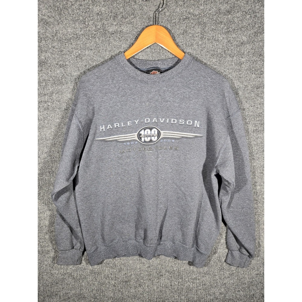 Harley Davidson 100th Anniversary Sweatshirt Greenville SC Gray Crewneck Medium